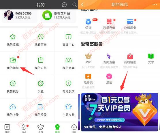 爱奇艺app钱包升级零钱Plus送爱奇艺会员活动
