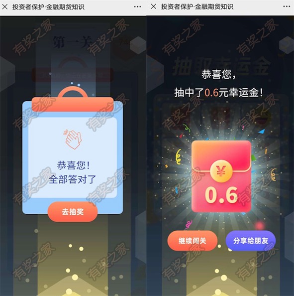 中金所期货期权学院投资者保护知识有奖问答领0.6元红包